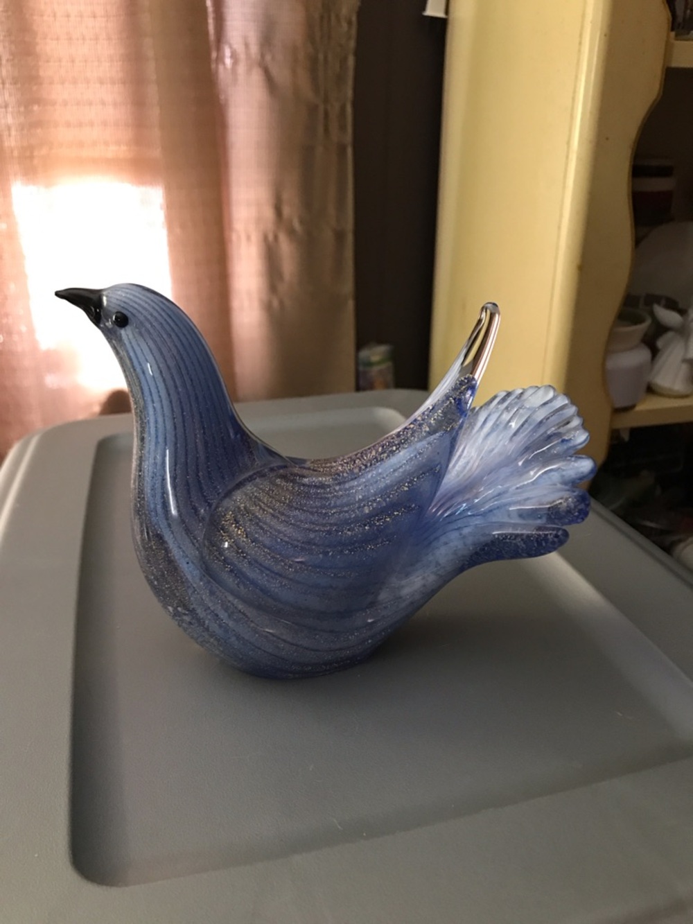 Murano Blue and Black Glass Bird Figurine